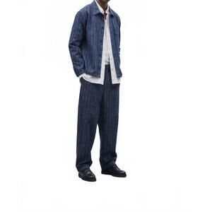 NEW CLOSED blomberg wide relaxed pants in dark blue stripe